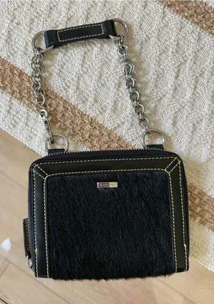 Nannini Black Furry Mini Bag Leather Wallet thumbnail 1