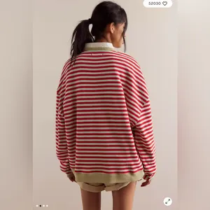 We The Free Free People Classic Striped Oversized Crewneck in Cherry Combo LARGE thumbnail 3