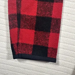 Eddie Bauer Women’s Medium Red Black Buffalo Plaid Fleece Pullover Snap Neck thumbnail 5