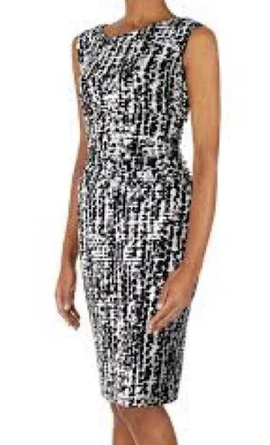 Nine West Black & White Abstract Print Sleeveless Dress Size 10 thumbnail 1