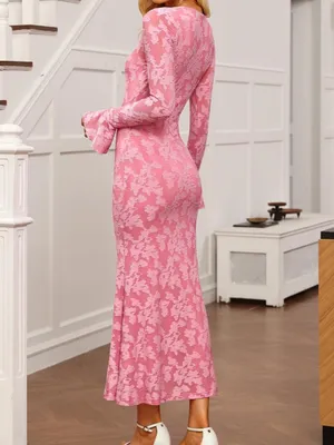 Womens Fall Wedding Guest Dress Formal Long Sleeve Maxi Dresses. Size L (8-10) thumbnail 3