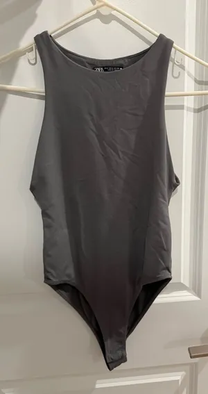 ZARA Grey Bodysuit Small thumbnail 1