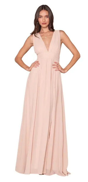 Lulus Heavenly Hues Blush Pink Chiffon Pleated Maxi Dress size X-Small NWT thumbnail 1