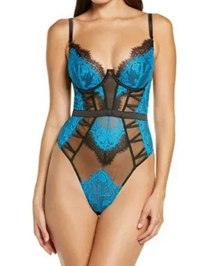NWOT ANN SUMMERS Zigazigah Bodysuit In Teal 14 D-DD thumbnail 1