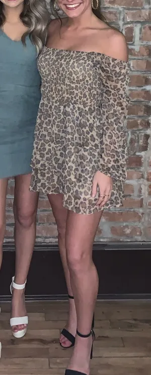 Express Leopard Print Romper | S | Tiered Ruffle Skirt thumbnail 2