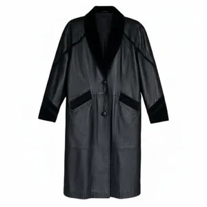 Vintage Worthington Black Leather Long Coat Petite Large thumbnail 2
