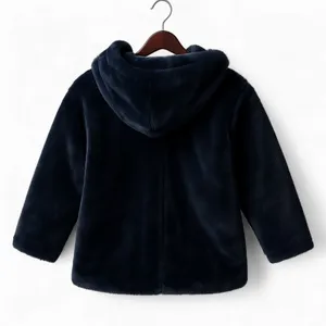 Women's Hooded Faux Fur Coat Blue XSmall Winter Cozy Mob Wife Classic Timeless thumbnail 3