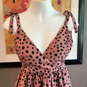 DANI & DAVI Lauren Tiered Ruffle Spotted Low Back Surplice Dress Size Medium thumbnail 3