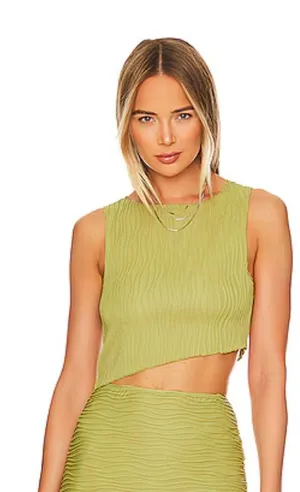 Superdown Eleanor Asymmetrical Cutout Crop Top Olive Green XS NWT Revolve thumbnail 1