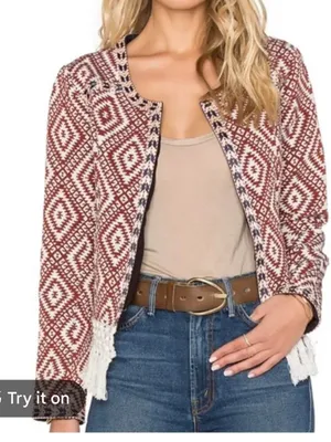 Anthropologie Tularosa Santa Fe Embroidered Ikat Jacket Blazer NWT Size Medium thumbnail 1