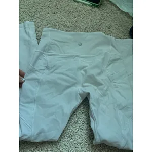 White High Waisted Leggings Lululemon Pockets Athletic Yoga Pants Gym Tights 4 thumbnail 4