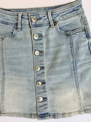 American Eagle Womens Size 00 High Rise A-Line Denim Mini Skirt‎ Button Front thumbnail 12