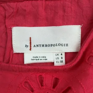 by Anthropologie Dani Coral Red Lace Eyelet Bell Sleeve Ruffle Dress Sz 0 thumbnail 4