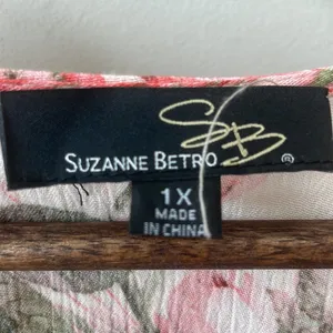Suzanne Betro floral short sleeve maxi dress plus size 1X thumbnail 4