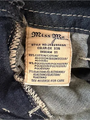 Miss Me Mid Rise Fleur De Lis Dark Wash Easy Skinny Denim Y2K Jeans‎ thumbnail 5
