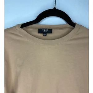 Vici Cropped Boxy T-Shirt Women's Size Small Tan Stretch Crop Tee thumbnail 4