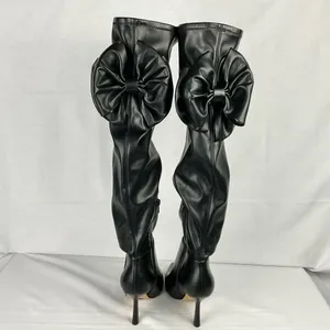 Gianni Bini Delilah Black Boots Sz 6 Bow Back Stretch Over-the-Knee New thumbnail 6