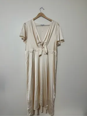 Baltic Born Poppy Satin Midi Dress in Champagne thumbnail 2
