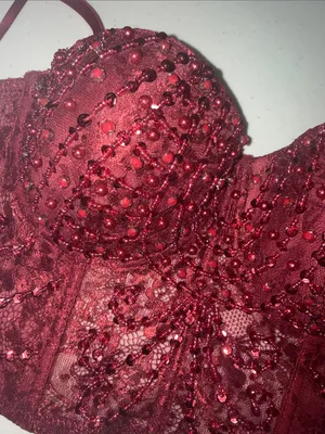 Windsor Burgundy Beaded Strapless Bustier Dress NWT thumbnail 6