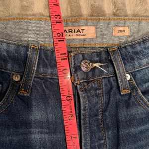 Ariat Real Denim High Rise‎ Straight Leg Distressed Patchwork Jeans Blue 25R thumbnail 7