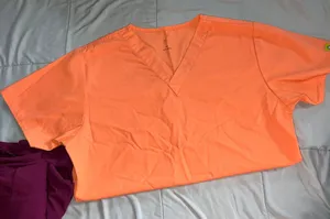 Scrub Top Cargo Material (not Stretchy) (has Some Ink Stains) Orange Size M thumbnail 2