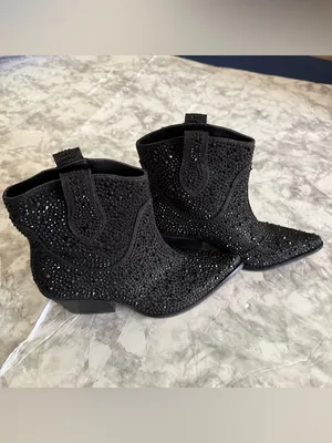 Jessica Simpson Black Crystal Western Ankle Boots thumbnail 7