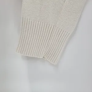 T by Talbots Womens Sweater Large Ivory Drawstring Cowlneck Waffle Knit Pullover thumbnail 6