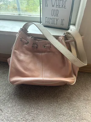 Kenneth Cole Pink Leather Slouchy Bucket Bag Y2K 2000s Revival thumbnail 2