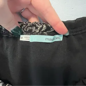 Maurices Black V-Neck Floral Long Sleeve Dress Size Medium Moody Whimsigoth thumbnail 2
