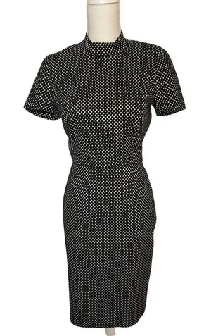 NWT JCrew Mock Neck Jacquered Sheath Dress Black/ Metallic Gold Short Sleeve Siz thumbnail 1