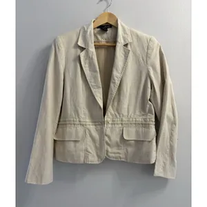 Willi Smith 100% Linen Blazer Size 14 Beige Cream Tailored Jacket Quiet Luxury thumbnail 2