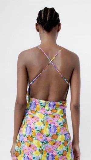 Zara Floral Mini Dress With Shorts Attached thumbnail 2