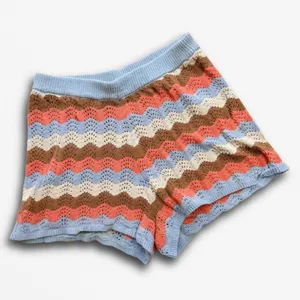 Rip Curl Womens Small Crochet Knit Chevron Shorts Blue Orange Brown Zig Zag Boho thumbnail 1