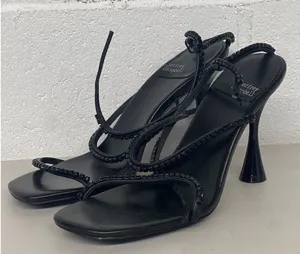New Sz 9 Jeffrey Campbell black strappy rhinestone sandels heels jewel wedding thumbnail 1