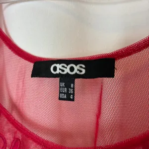 ASOS Bright Red Sheer Embroidered Tank Top 100% Polyester Womens 4 thumbnail 3