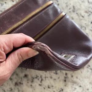 Dooney &‎ Bourke Vintage Burgundy Leather Triple Zip Crossbody Bag thumbnail 5