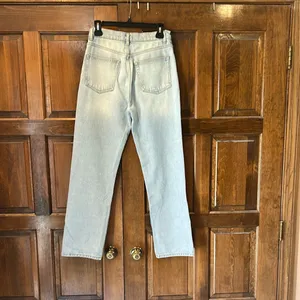 Reformation Jeans Cynthia High Rise Straight Jeans Button Fly Size 27 Light Wash thumbnail 3