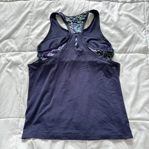 Sofibella Built In Bra Sport Tank Top Tennis Pickleball Floral Womens‎ Blue thumbnail 6