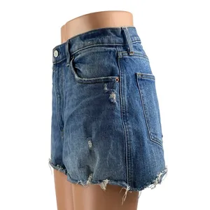 Abercrombie & Fitch The Mom Blue Ultra High Rise Cut Off Denim Jean Shorts Sz 29 thumbnail 2