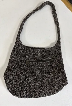 The Sak Bag Medium Hobo Purse Tote Coffee Tan Knit vacation bohemian summer thumbnail 1