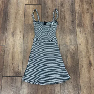 Reformation Nellie Hook Eye Striped Mini Dress Black White XS Elevated Basics thumbnail 4