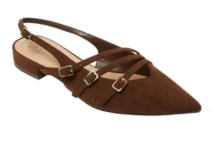 NWT A New Day Twiggy Multi Buckle Mini Heel Flats 94303757 Brown 7M thumbnail 1