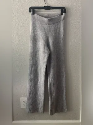 Alo Yoga cashmere high waist plush waffle athletic Heather grey pants Size XS thumbnail 3