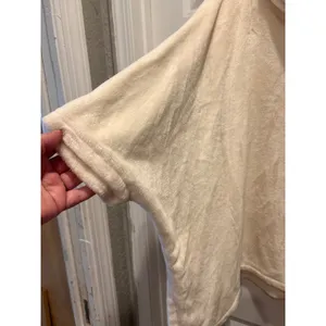 Easel Women Cream Plush Fleece‎ Cowl Neck Poncho Pullover Sweater Large Ivory thumbnail 4