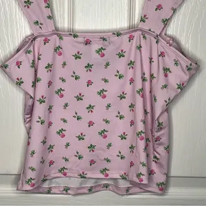 Hot Topic Sweet Society Pink Roses Top Size L Tank Top Cropped thumbnail 9
