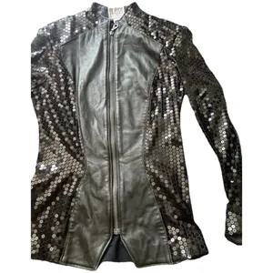 Vintage Firenze Santa Barbara Black Leather Jacket Sz Small MultiColor Moto thumbnail 9