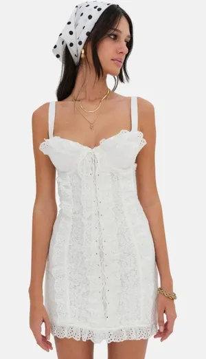 For Love & Lemons Mandy Mini White Lace Dress NWT Size XL thumbnail 1