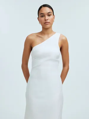 NWT Madewell One-Shoulder Midi Dress in Lighthouse White Size 2 thumbnail 3