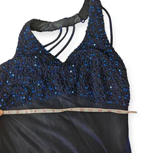 Y2K Prom Dress Iridescent Blue Sparkly Strappy Floor-Length Formal Gown 2000s thumbnail 6