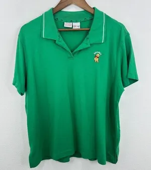 Disney Winnie the Pooh Huggable Bright Green Polo Shirt XL‎ Extra Large Womens thumbnail 1